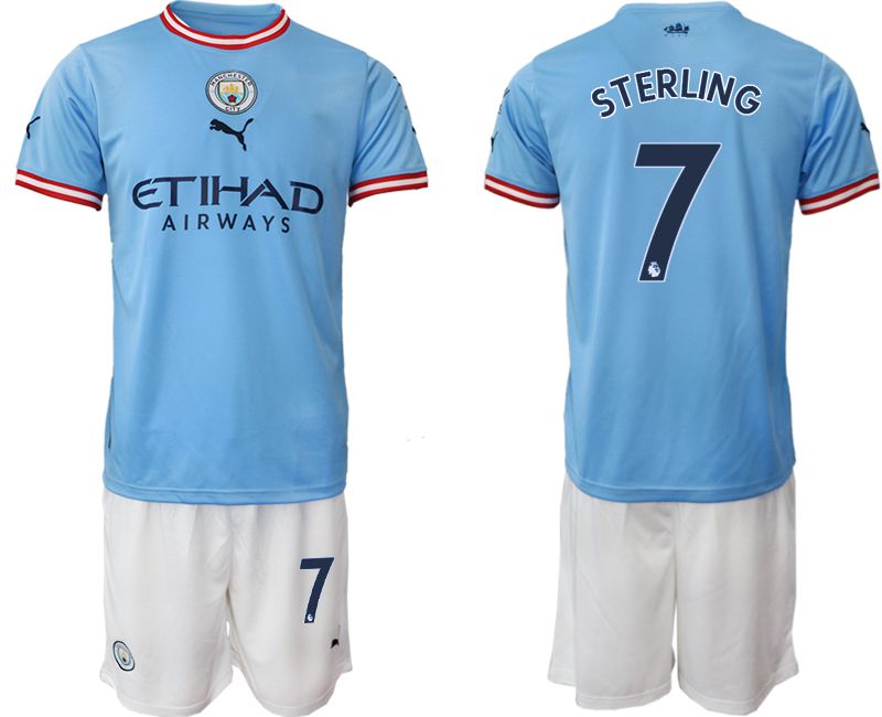 Men 2022-2023 Club Manchester City home blue 7 Soccer Jersey